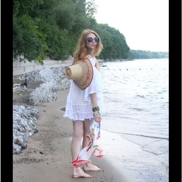 70’s Bohemian Sexy Angel Sleeves Mini Dress Tunic 100%Cotton Gauze Desert Babe - Picture 5 of 16